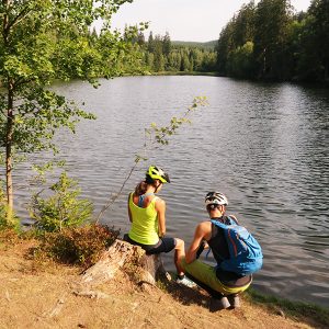 Mountainbiker am Silberteich bei Braunlage