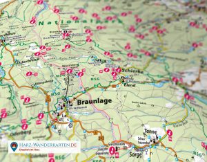 Poster der Harzer Wandernadel mit Stempelstellen