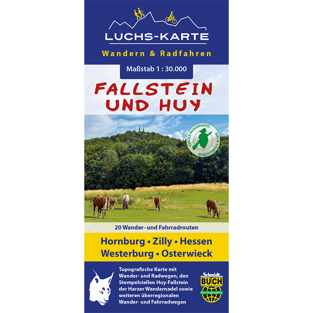 Titelbild der Luchs- Wander- und Fahrradkarte "Fallstein und Huy"